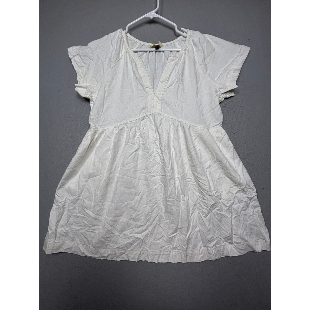 Universal Thread Top Linen Rayon White Solid Medium Womens